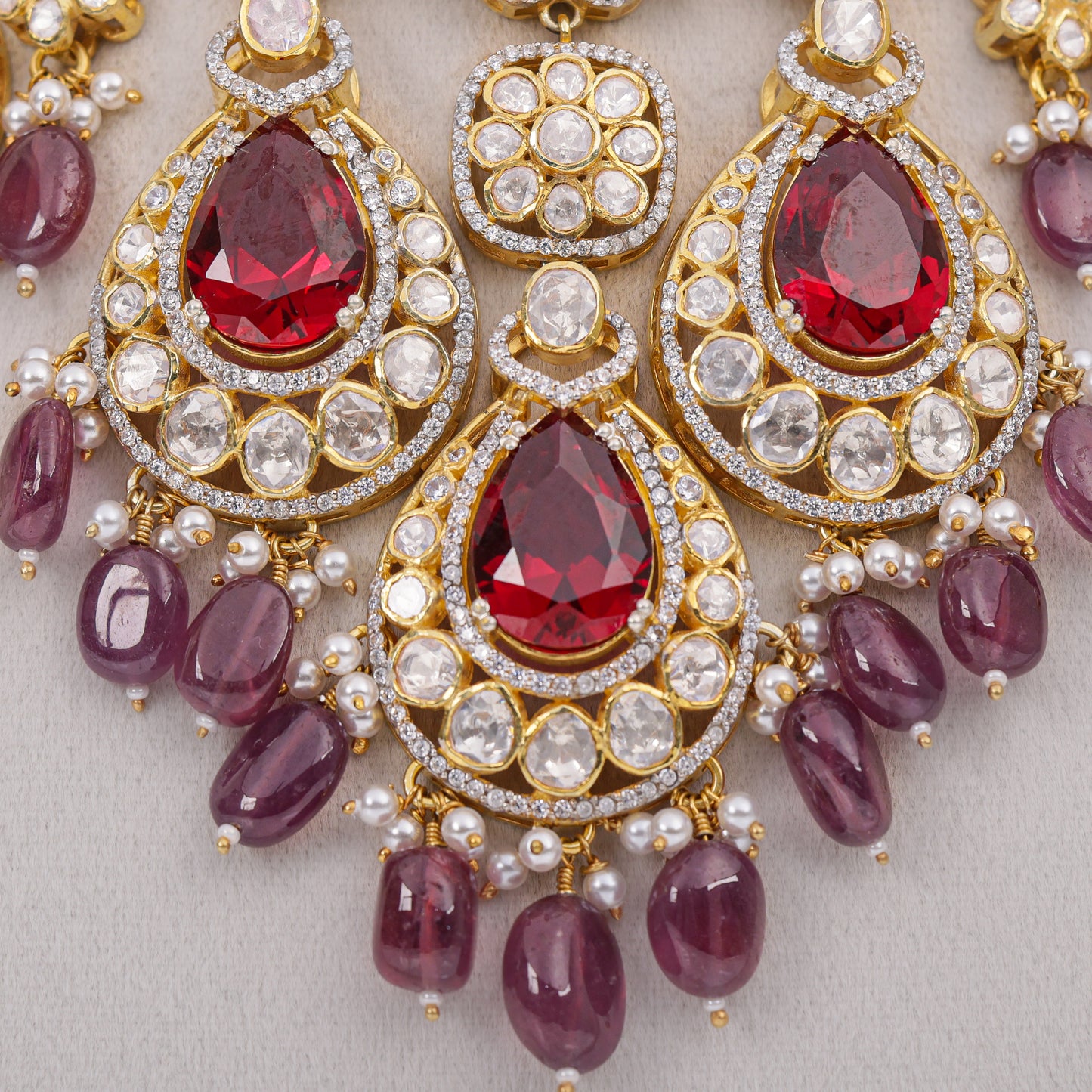 Ruby red bridal necklace