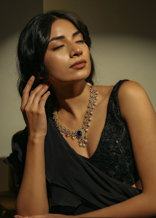 Naira Blue Pearl Necklace - Treza