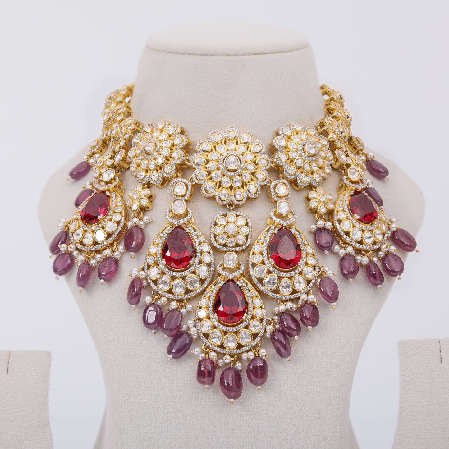 Ruby red bridal necklace