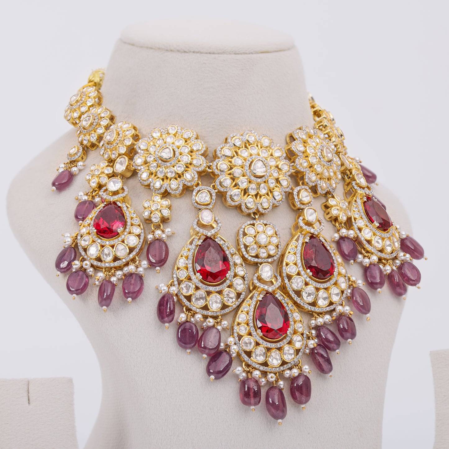Ruby red bridal necklace