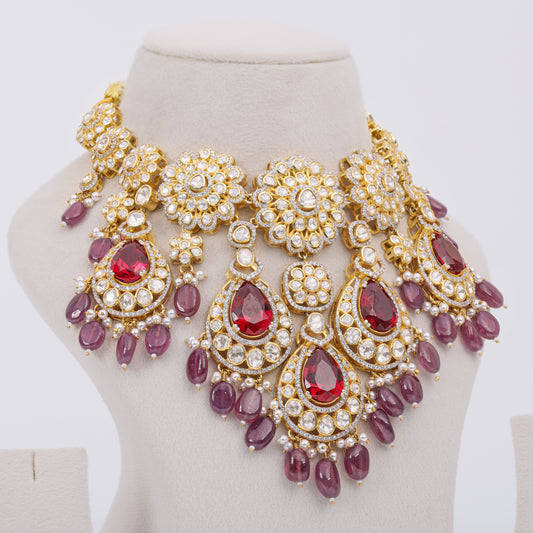 Ruby red bridal necklace