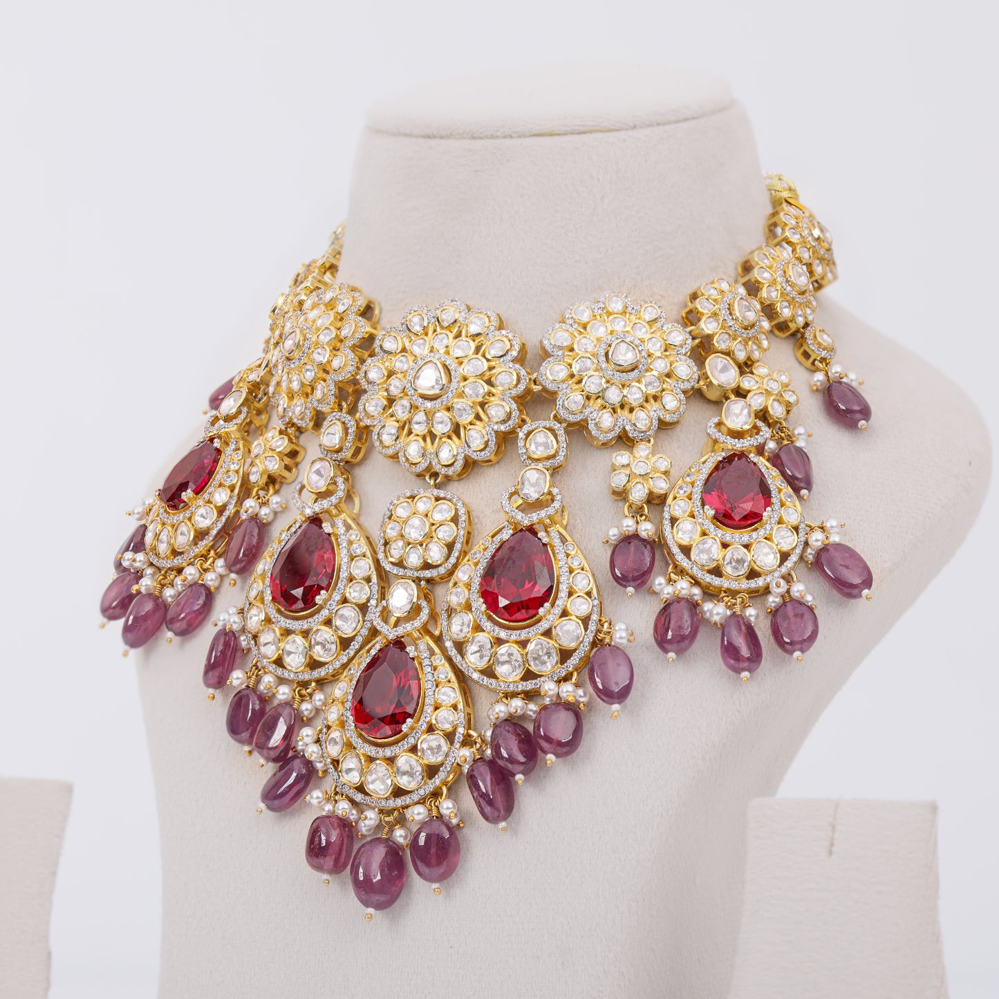 Ruby red bridal necklace