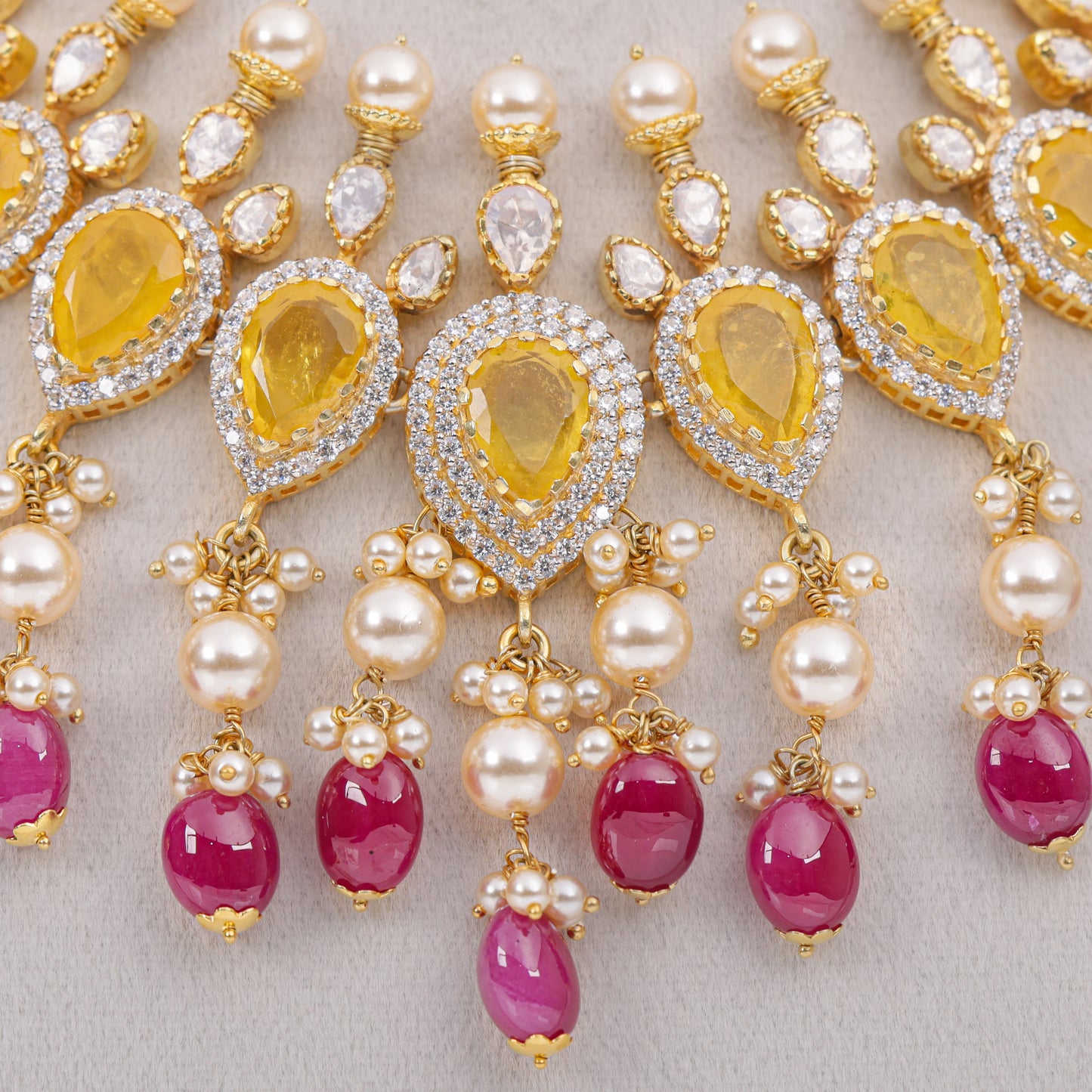 Yellow Stone Pearl Necklace